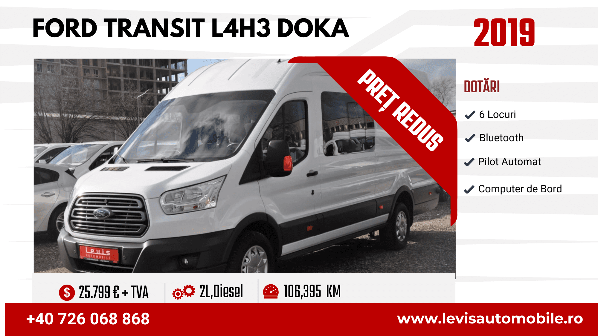 Ford Transit L4H3 Doka 6 Locuri