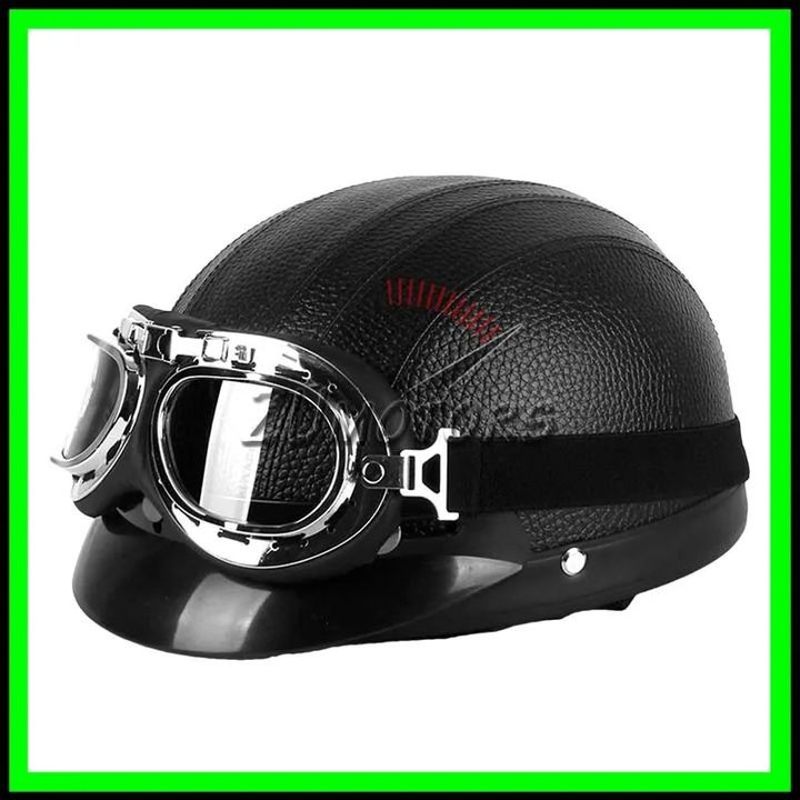 Casca moto Retro scuter Vespa Chopper Piele - Negru